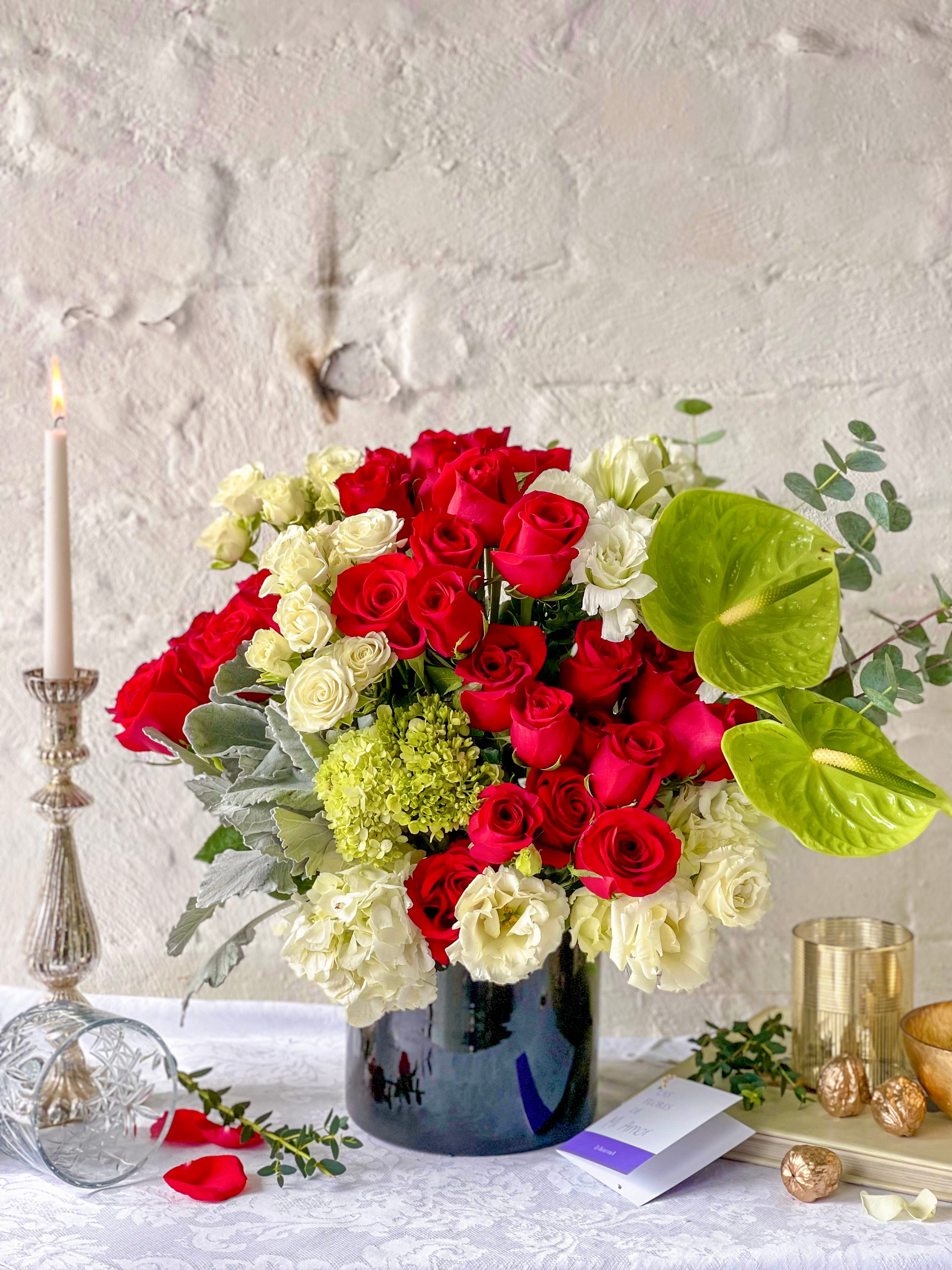 Aniversario, arreglo de flores.