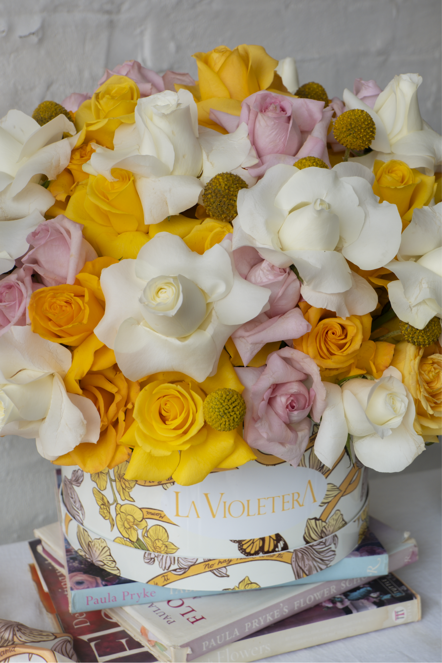 Raquel, Rosas amarillas, blancas y rosadas