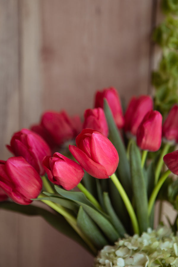 Leah, tulipanes en color ROSA en arreglo floral , 10, 20 o 30 .